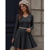 Zeagoo Women’s Sweater Dress Ribbed Knit V Neck Short Casual Dress(Dark Grey)