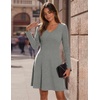 Zeagoo Women’s Sweater Dress Ribbed Knit V Neck Short Casual Dress(Light Grey)