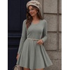 Zeagoo Women’s Sweater Dress Ribbed Knit V Neck Short Casual Dress(Light Grey)