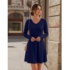 Zeagoo Women’s Sweater Dress Ribbed Knit V Neck Short Casual Dress(Navy Blue)