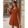 Zeagoo Women’s Sweater Dress Ribbed Knit V Neck Short Casual Dress(Orange)