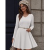 Zeagoo Women’s Sweater Dress Ribbed Knit V Neck Short Casual Dress(White)