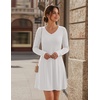 Zeagoo Women’s Sweater Dress Ribbed Knit V Neck Short Casual Dress(White)
