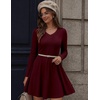 Zeagoo Women’s Sweater Dress Ribbed Knit V Neck Short Casual Dress(Wine Red)