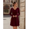 Zeagoo Women’s Sweater Dress Ribbed Knit V Neck Short Casual Dress(Wine Red)