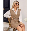 Zeagoo Womens Tank Sweater Dress Sweater Vest Knitted Pullovers Sweaters 2025(Brown)