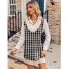 Zeagoo Womens Tank Sweater Dress Sweater Vest Knitted Pullovers Sweaters 2025(Houndstooth Plaid Black)