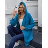 Zeagoo Women’s Zip Up Hoodies Long Sleeve Long Tunic Sweatshirts Oversized(Blue)