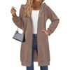 Zeagoo Women’s Zip Up Hoodies Long Sleeve Long Tunic Sweatshirts Oversized(Coffee Grey)