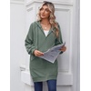 Zeagoo Women’s Zip Up Hoodies Long Sleeve Long Tunic Sweatshirts Oversized(Grey Green)