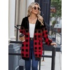 Zeagoo Women’s Zip Up Hoodies Long Sleeve Long Tunic Sweatshirts Oversized(Grid Print)