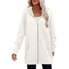 Zeagoo Women’s Zip Up Hoodies Long Tunic Sweatshirts Oversized Fleece Casual Long Sleeve 2026 Fall Hoodie Jacket Coat(White)
