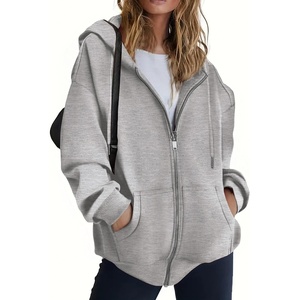ZEAGOO Hoodies Women Zip Up Hoodie Oversized Sweatshirt Fleece Jackets Spring Fall Winter Coats 2026 Fashion(A-light Grey)
