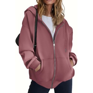 ZEAGOO Hoodies Women Zip Up Hoodie Oversized Sweatshirt Fleece Jackets Spring Fall Winter Coats 2026 Fashion(Dusty Pink)
