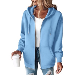 ZEAGOO Hoodies Women Zip Up Hoodie Oversized Sweatshirt Fleece Jackets Spring Fall Winter Coats 2026 Fashion(Light Blue)