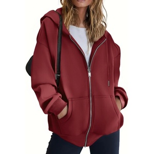 ZEAGOO Hoodies Women Zip Up Hoodie Oversized Sweatshirt Fleece Jackets Spring Fall Winter Coats 2026 Fashion(Wind Red)