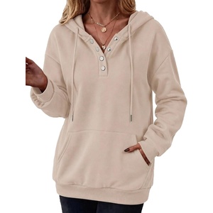 Zeagoo Hoodies for Women Casual Button Sweatshirt Oversized Fall Clothes(Champagne Beige)