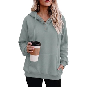 Zeagoo Hoodies for Women Casual Button Sweatshirt Oversized Fall Clothes(Gray Green)