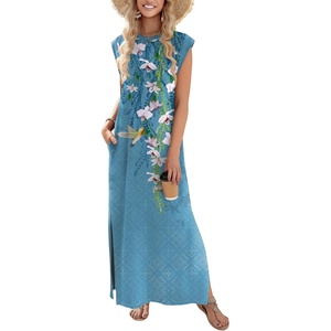 Zeagoo Summer Dresses for Women 2026 Long Maxi Sundresses Loose Split Wrinkle-Free Beach Travel Vacation Clothes(Zw89)