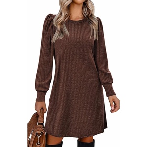 Zeagoo Women Fall Winter Dress Knitted Pullover Dresses(Coffee)