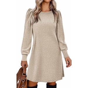 Zeagoo Women Fall Winter Dress Knitted Pullover Dresses(Khaki)