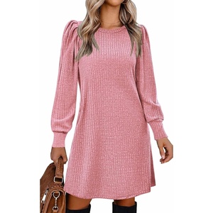 Zeagoo Women Fall Winter Dress Knitted Pullover Dresses(Light Pink)