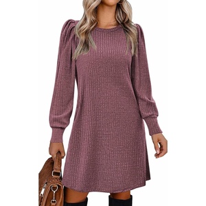 Zeagoo Women Fall Winter Dress Knitted Pullover Dresses(Mauve)