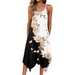 Zeagoo Women Summer Midi Dresses 2026 Hawaiian Bohemian Beach Cover Up Sundress Spaghetti Strap Casual Dress with Pockets(Champagne Pink)