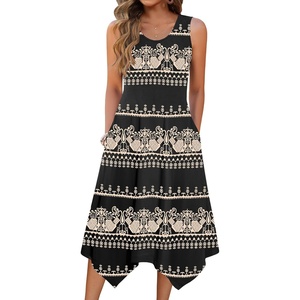 Zeagoo Womens Casual Dress for Summer Tank Dress Loose Flowy Beach Dress with Pockets Hankerchief Flare Midi Sundress 2026(Ethnic Print)