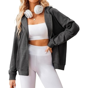 Zeagoo Women’s Lightweight Hoodies Full Zip Up Oversized Sweatshirt Trendy(Dark Grey)