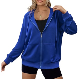 Zeagoo Women’s Lightweight Hoodies Full Zip Up Oversized Sweatshirt Trendy(Royal Blue)