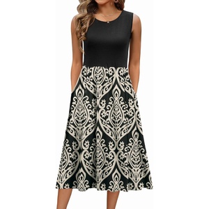 Zeagoo Women’s Summer Tank Midi Dress with Pockets Floral Sleeveless A-Line Casual Loose T-Shirt Dresses Beach Sundress 2026(02-black Floral)