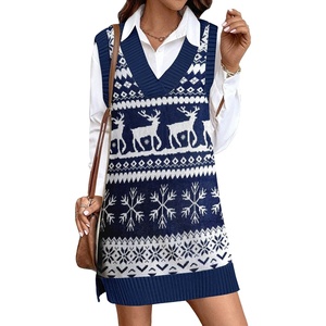Zeagoo Womens Tank Sweater Dress Sweater Vest Knitted Pullovers Sweaters 2025(Christmas Blue)