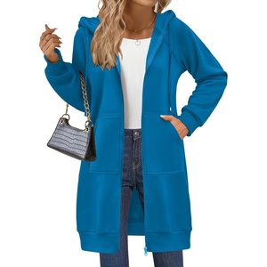 Zeagoo Women’s Zip Up Hoodies Long Sleeve Long Tunic Sweatshirts Oversized(Blue)