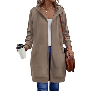 Zeagoo Women’s Zip Up Hoodies Long Sleeve Long Tunic Sweatshirts Oversized(Coffee Grey)
