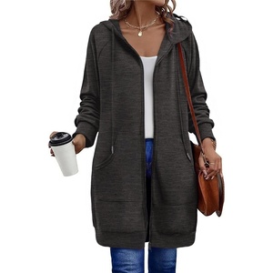 Zeagoo Women’s Zip Up Hoodies Long Sleeve Long Tunic Sweatshirts Oversized(Dark Grey)