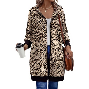 Zeagoo Women’s Zip Up Hoodies Long Sleeve Long Tunic Sweatshirts Oversized(Leopard Print)