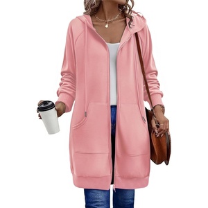 Zeagoo Women’s Zip Up Hoodies Long Sleeve Long Tunic Sweatshirts Oversized(Pink)