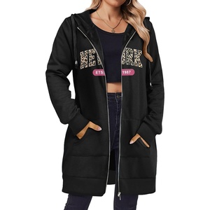 Zeagoo Women’s Zip Up Hoodies Long Tunic Sweatshirts Oversized Fleece Casual Long Sleeve 2026 Fall Hoodie Jacket Coat(Black Letter Print)