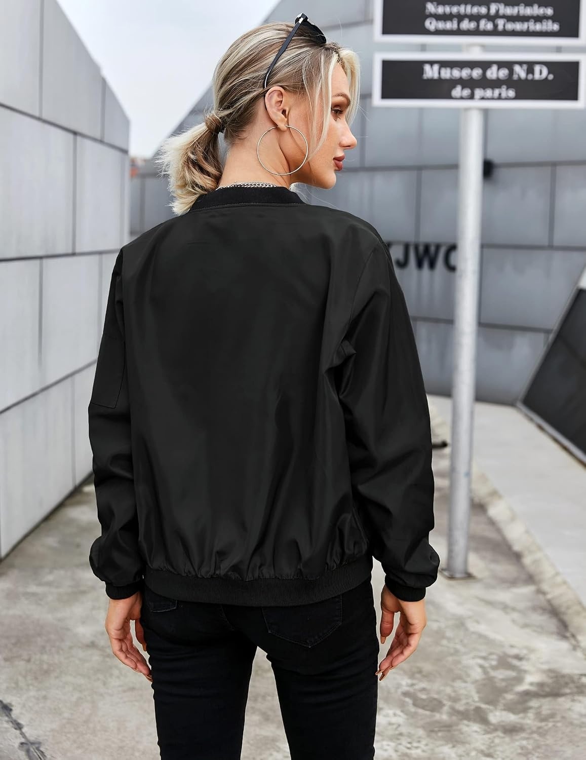 image:imageZeagoo Women Bomber Jacket Casual Coats Spring Fall Clothes with PocketsBlack
