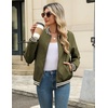 Zeagoo Women Bomber Jacket Casual Coats Spring Fall Clothes with Pockets(Army Green Stripes)