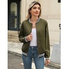 Zeagoo Women Bomber Jacket Casual Coats Spring Fall Clothes with Pockets(Army Green Stripes)