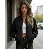 Zeagoo Women Bomber Jacket Casual Coats Spring Fall Clothes with Pockets(Black)
