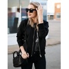 Zeagoo Women Bomber Jacket Casual Coats Spring Fall Clothes with Pockets(Black)