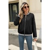 Zeagoo Women Bomber Jacket Casual Coats Spring Fall Clothes with Pockets(Black Stripes)