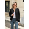 Zeagoo Women Bomber Jacket Casual Coats Spring Fall Clothes with Pockets(Black Stripes)