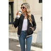Zeagoo Women Bomber Jacket Casual Coats Spring Fall Clothes with Pockets(Black Stripes)