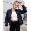 Zeagoo Women Bomber Jacket Casual Coats Spring Fall Clothes with Pockets(Navy Blue)