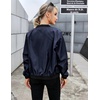 Zeagoo Women Bomber Jacket Casual Coats Spring Fall Clothes with Pockets(Navy Blue)