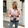 Zeagoo Women Bomber Jacket Casual Coats Spring Fall Clothes with Pockets(Pink)